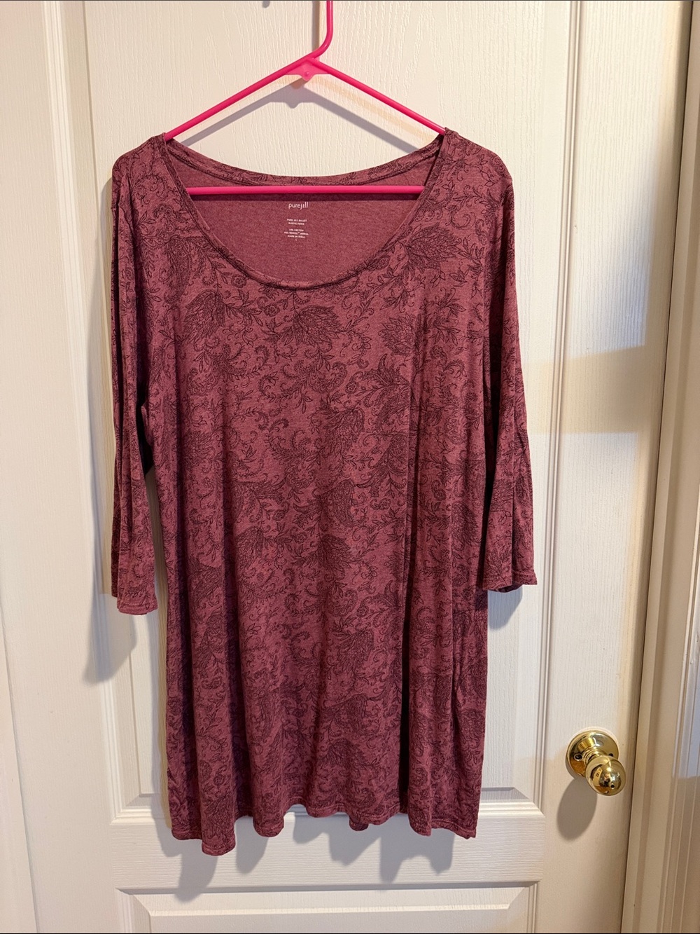 J. Jill Burgundy Paisley Scoop Neck Tunic